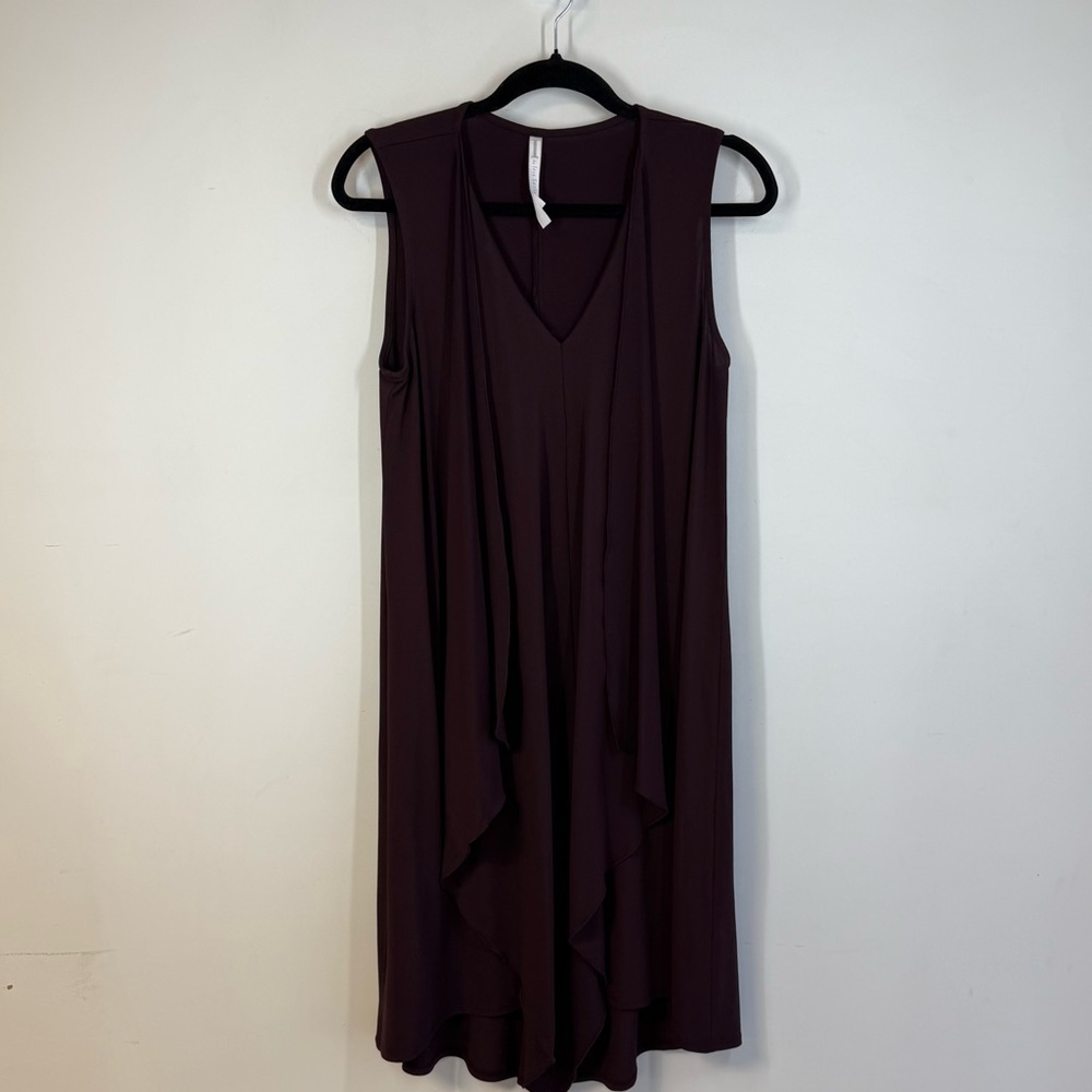 Iris Setlakwe Burgundy Minimalist Chic Sleeveless Draped Dress Size M - Picture 2 of 8